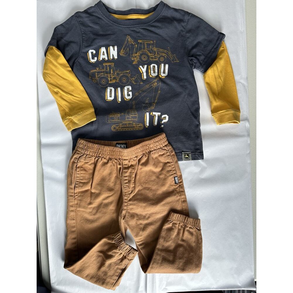 Little Boys Sz 3 John Deere Shirt & DKNY Pants Play Clothes Fall Winter
